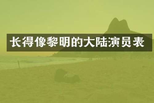 长得像黎明的大陆演员表