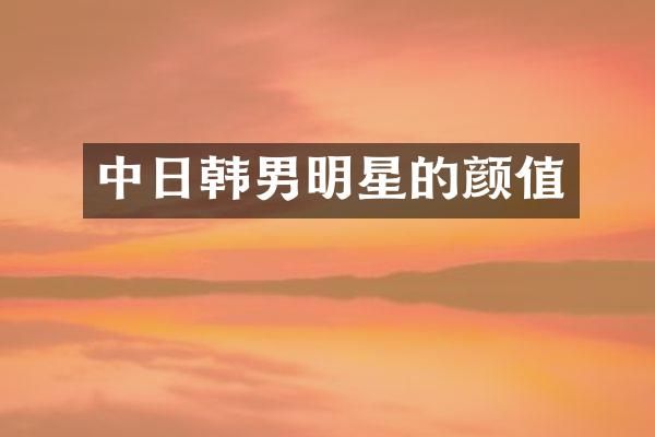 中日韩男明星的颜值