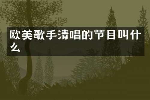 欧美歌手清唱的节目叫什么