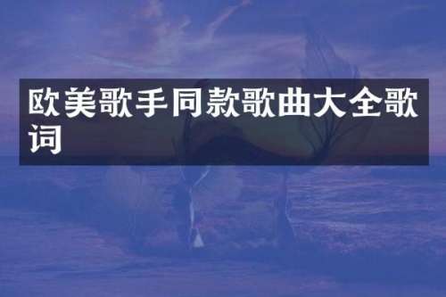 欧美歌手同款歌曲大全歌词