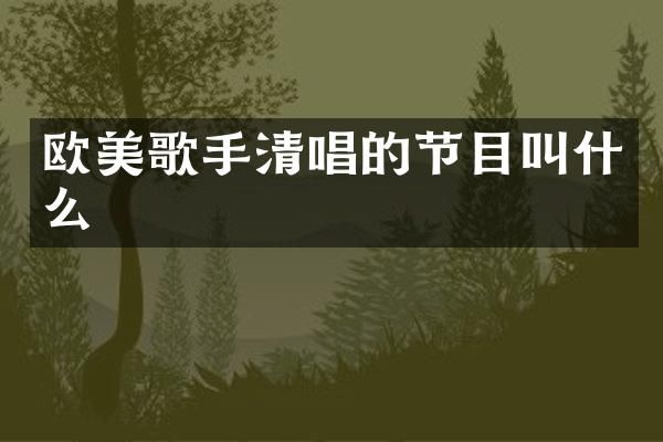 欧美歌手清唱的节目叫什么