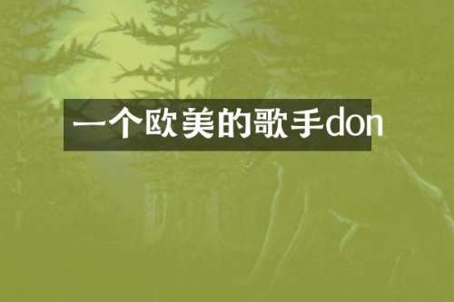 一个欧美的歌手don