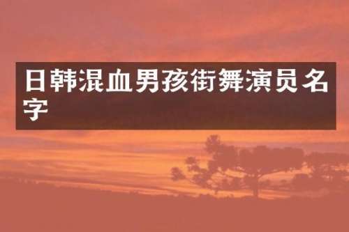 日韩混血男孩街舞演员名字