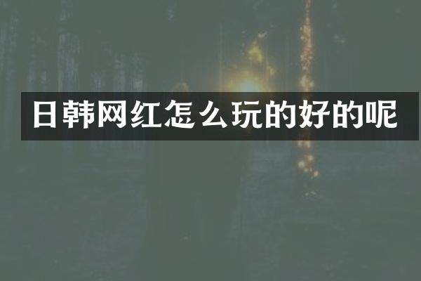 日韩网红怎么玩的好的呢