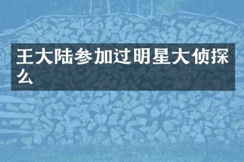 王大陆参加过明星大侦探么