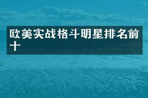 欧美实战格斗明星排名前十