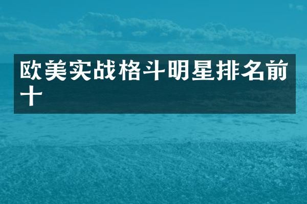 欧美实战格斗明星排名前十