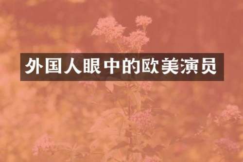 外国人眼中的欧美演员