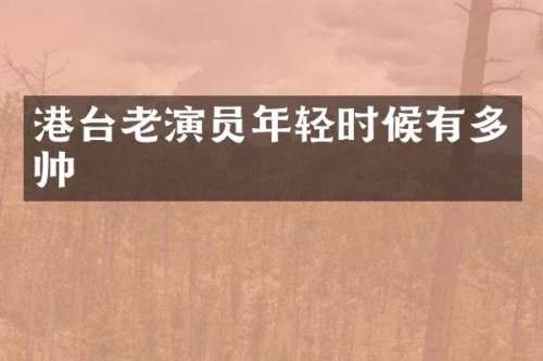 港台老演员年轻时候有多帅