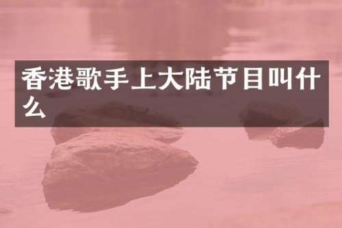 香港歌手上大陆节目叫什么
