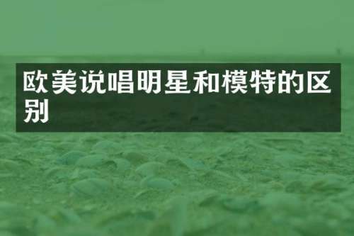 欧美说唱明星和模特的区别