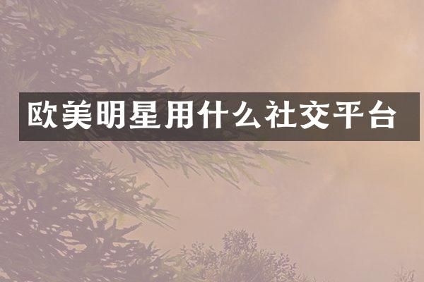 欧美明星用什么社交平台