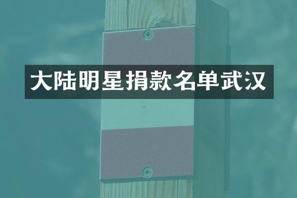 大陆明星捐款名单武汉