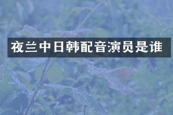 夜兰中日韩配音演员是谁