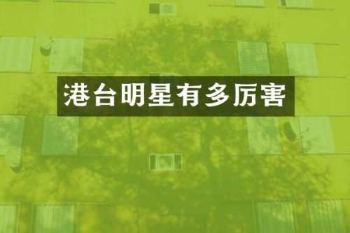 港台明星有多厉害