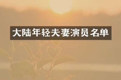 大陆年轻夫妻演员名单