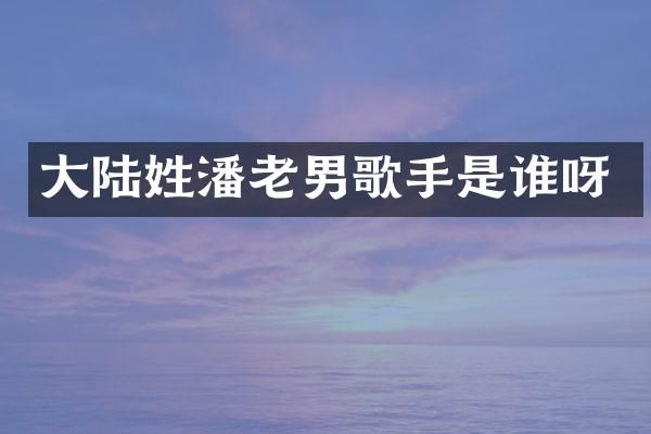 大陆姓潘老男歌手是谁呀