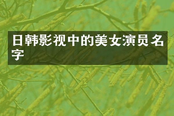 日韩影视中的演员名字