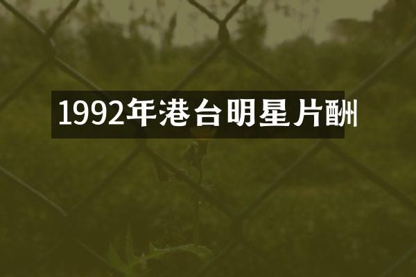 1992年港台明星片酬