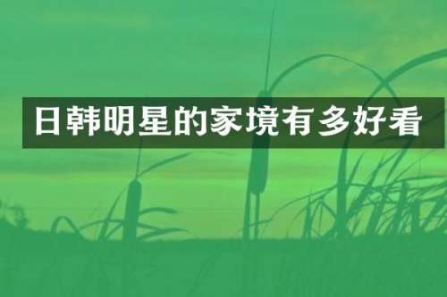 日韩明星的家境有多好看