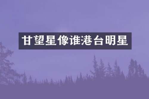 甘望星像谁港台明星