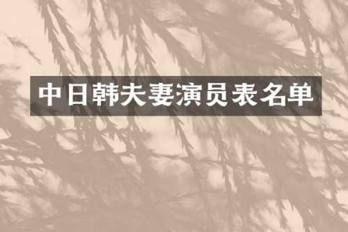 中日韩夫妻演员表名单