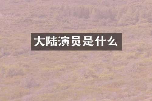 大陆演员是什么