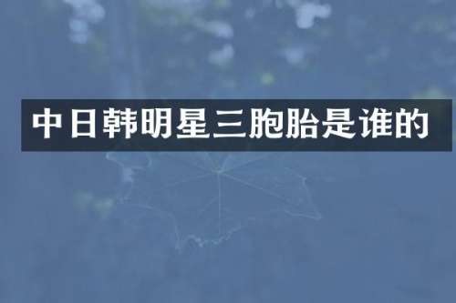中日韩明星三胞胎是谁的