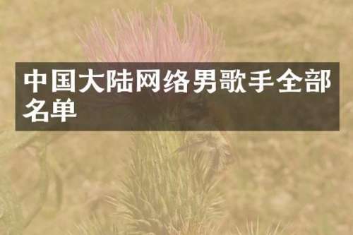 中国大陆网络男歌手全部名单