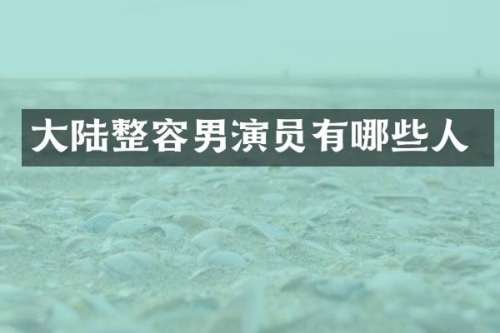 大陆整容男演员有哪些人