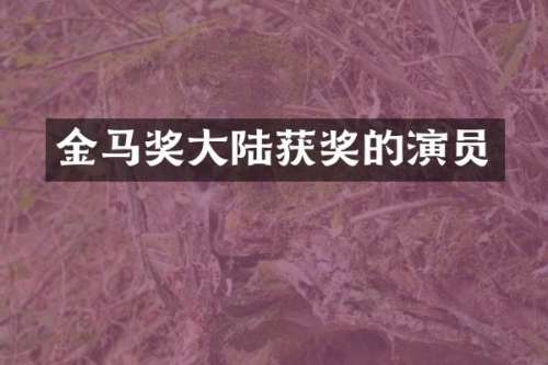 金马奖大陆的演员