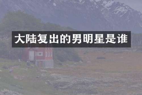 大陆复出的男明星是谁