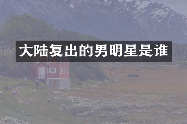 大陆复出的男明星是谁