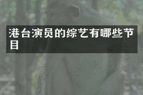 港台演员的综艺有哪些节目