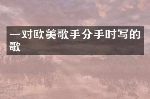一对欧美歌手分手时写的歌