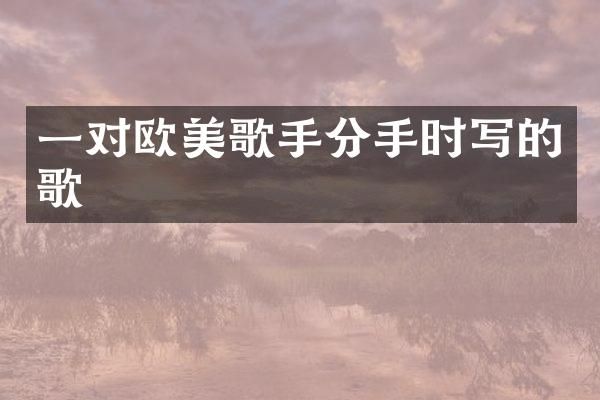 一对欧美歌手分手时写的歌