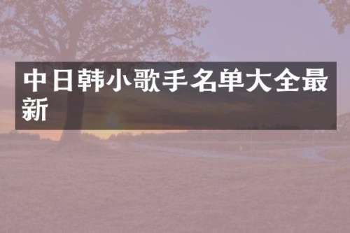 中日韩小歌手名单大全最新