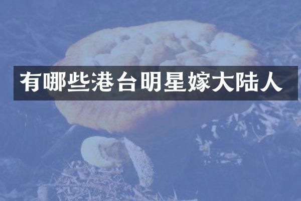 有哪些港台明星嫁大陆人