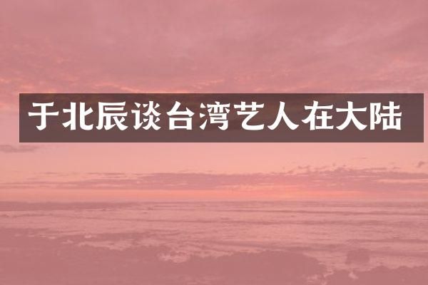 于北辰谈台湾艺人在大陆