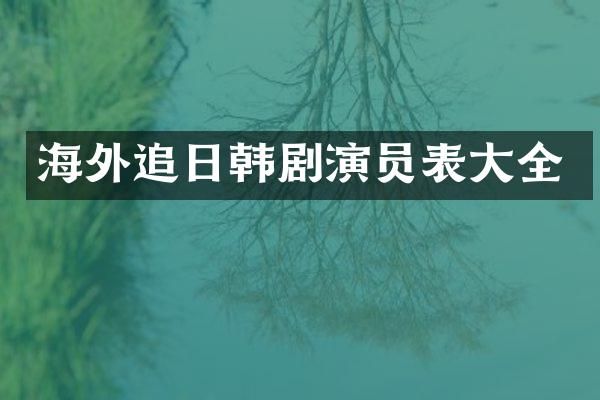 海外追日韩剧演员表大全