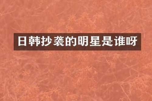日韩抄袭的明星是谁呀