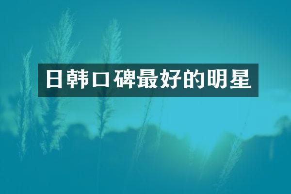 日韩口碑最好的明星