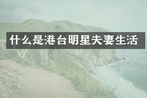 什么是港台明星夫妻生活