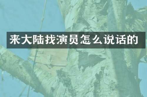 来大陆找演员怎么说话的