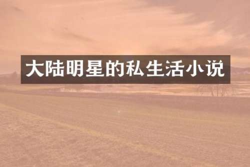 大陆明星的私生活小说