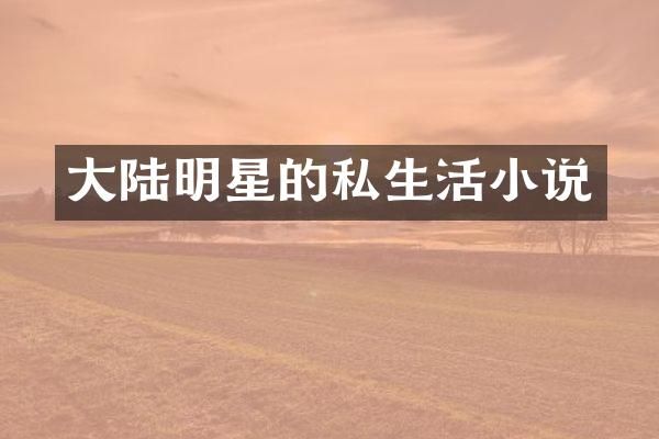 大陆明星的私生活小说