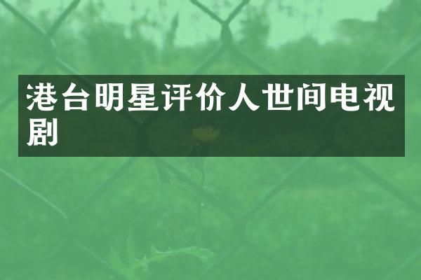 港台明星评价人世间电视剧