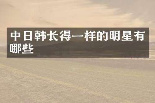 中日韩长得一样的明星有哪些