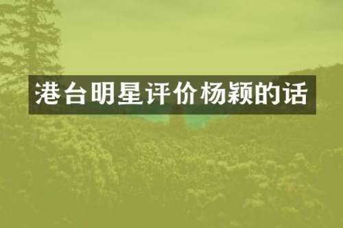 港台明星评价杨颖的话