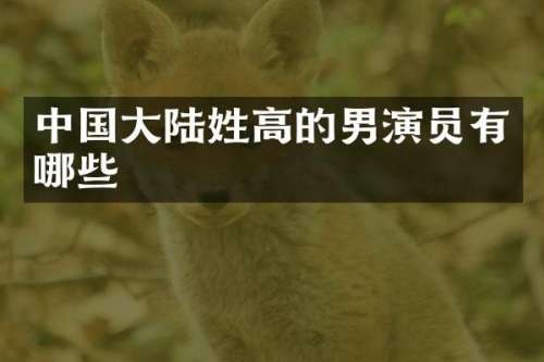中国大陆姓高的男演员有哪些